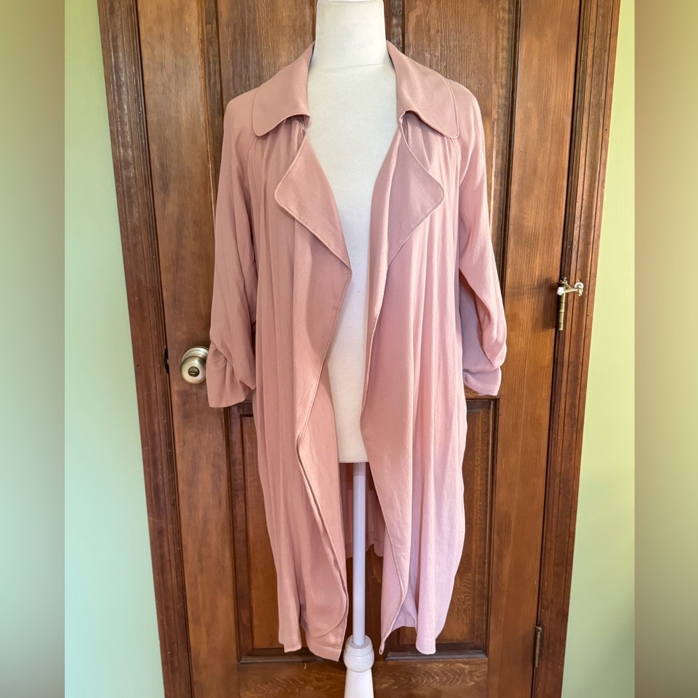 Code x Mode Size Small Open Front Loose Fitting Light Pink Long Blazer w/pockets